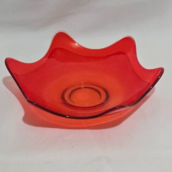 Viking Glass EPIC 6 Petal Persimmon Bowl 10 3/4"  x 3" H - Picture 1 of 4